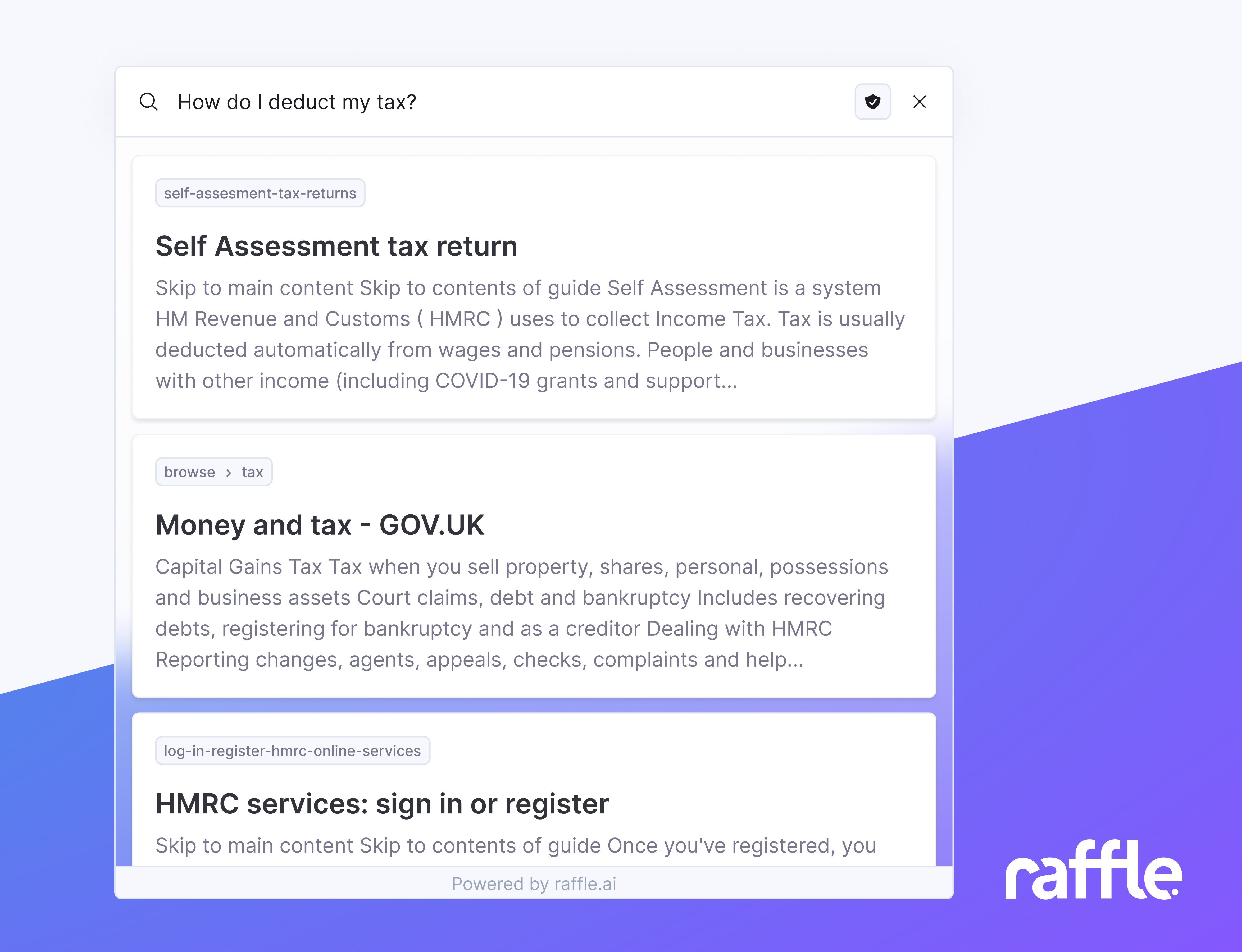 screenshot of Raffle Search